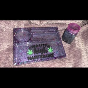 high maintenance tray with matching stash jar